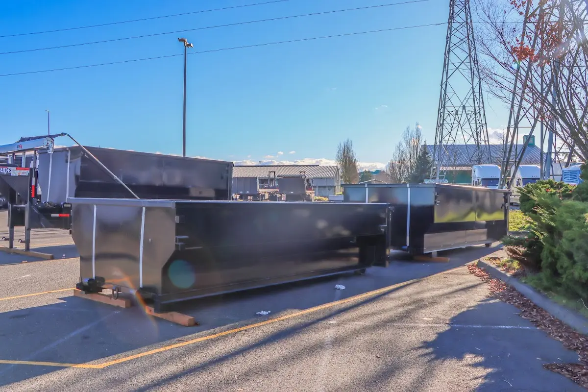 Roll-off dumpster ready for waste disposal at job site for Construction Dumpster Rental in Northfield